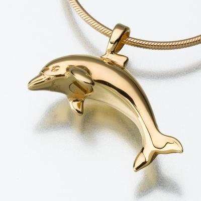 gold vermeil dolphin cremation pendant necklace